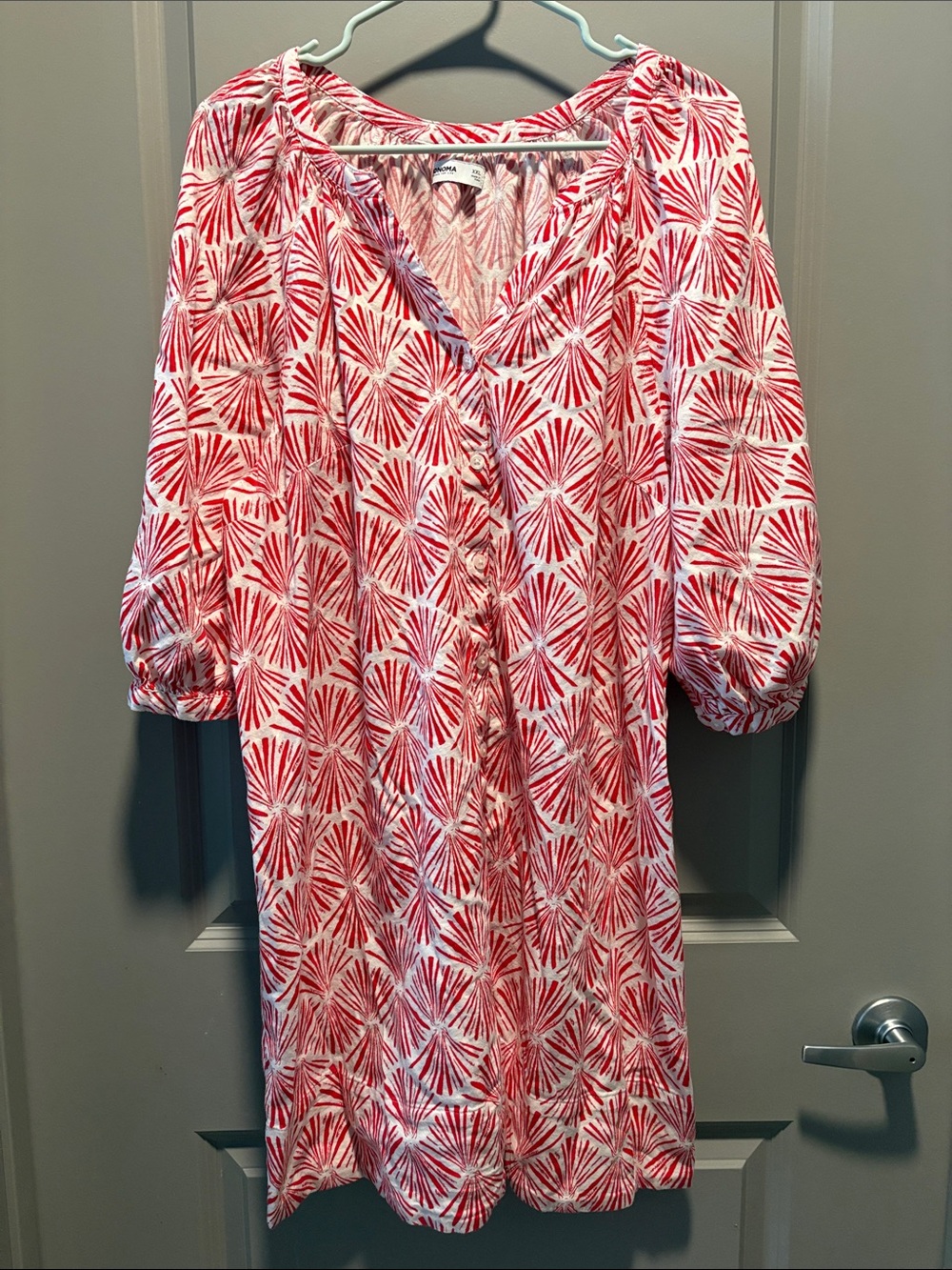 Sonoma Goods For Life Red Print Button Front Dress XXL Cotton Viscose